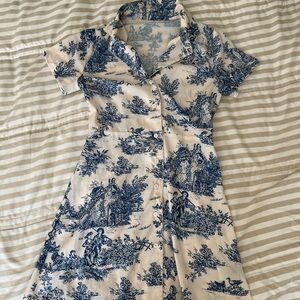 Beautiful Blue and Off-White Collared Dress Size Women’s XS